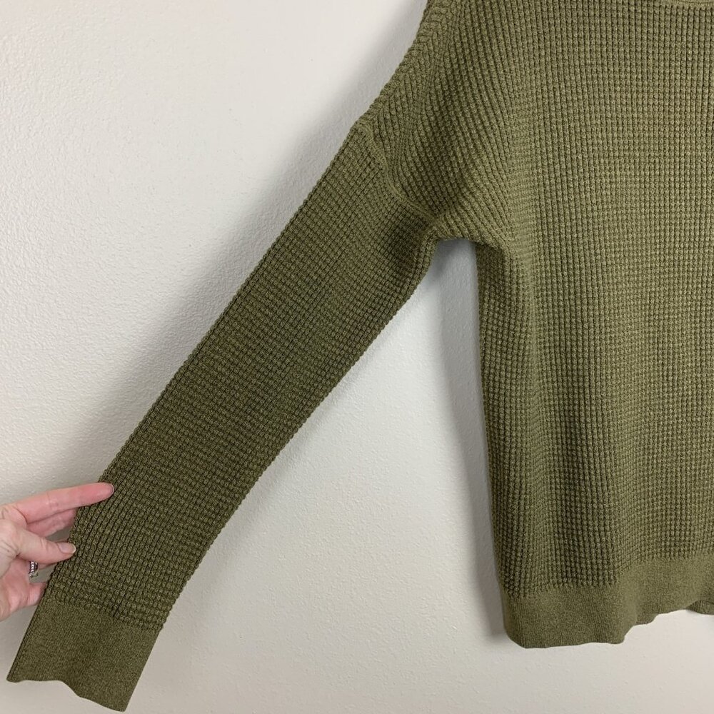 REI Womens M Sweater Pullover Waffle Knit Olive Green Wallace Lake Cotton - Picture 5 of 12